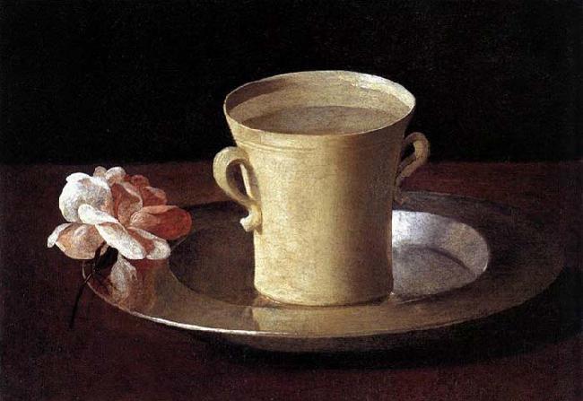  Cup of Water and a Rose on a Silver Plate
